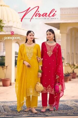 rangoon nirali series 10121 to 10124 readymade chiffon womens indian salwar kameez in wholesale surat