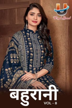Royal Bahurani Vol-9 series 8001 to 8008 Soft Cotton Printed salwar kameez in wholesale surat