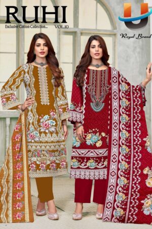Royal Ruhi Vol-10 series 10001 to 10008 Soft Cotton Printed salwar kameez in wholesale surat