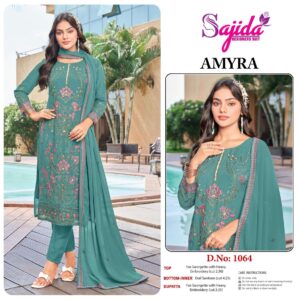 sajida designer amyra vol 1 series 1063 to 1065 fox georgette pakistani suits in wholesale surat