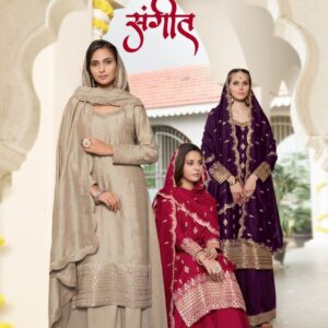 sanika fashion sangeet series 10005 to 10007 vichtra silk readymade plazzo kurti with dupatta in wholeslae surat