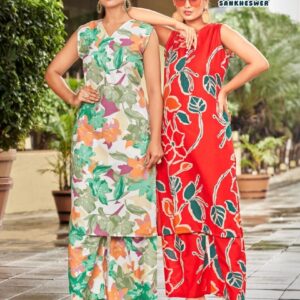 sankheswer tetema series 1001 to 1008 rayon readymade trendy co-ord sets in wholesale surat