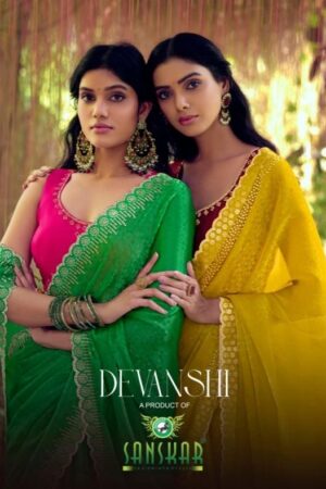 sanskar tex prints devanshi series 31001 to 31008 fancy sequence work trendy sarees in wholesale surat