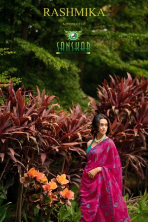 sanskar tex rashmika series 41001 to 41008 prints georgette daily wear saree in wholesale surat to  to