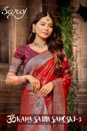 Saroj Omkar satin saroski vol.3 series 3001 to 3005 satin silk saree in wholesale surat