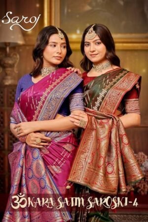 Saroj Omkar satin saroski vol.4 series 4001 to 4005 satin silk saree in wholesale surat
