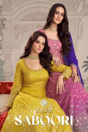 sayuri designer saboori series 10021 to 10023 georgette readymade designer gown with dupatta in wholesale surat