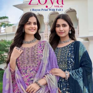 Shree Ganesh Zoya Vol-1 series 1001 to 1010 Heavy Rayon Printed Kurti Pant With Dupatta