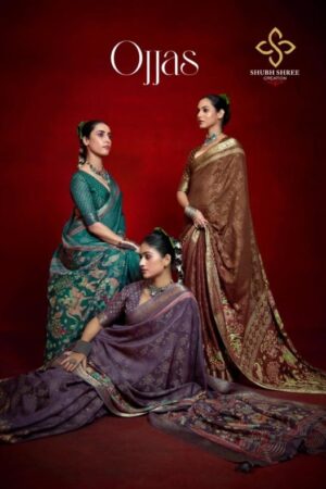shubh shree creation ojjas series 1001 to 1006 weaving trendy jacquard saree in wholesale surat