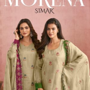 simar glossy launch morena series 5050A to 5050D casual viscose organza salwar kameez in wholesale surat