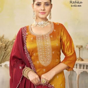 veksha krishna trend refika series 401 to 404 vichitra blooming died readymade stylish suit in wholesale surat