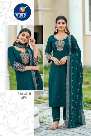 vitara fashion avni series 1421B to 1421D cluster silk combo readymade suit in wholesale surat