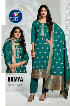 vitara fashion series 1360A to 1360B kamya readymade muslin weaving combo ladies suits in wholesale surat