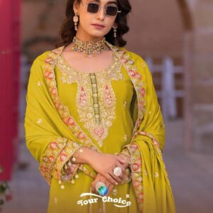your choice gold vol 1 series 1001 to 1003 chinon readymade skirt kurti with dupatta in wholesale surat