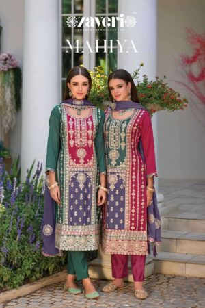 zaveri mahiya series 1302-1303 heavy Chinon readymade suit