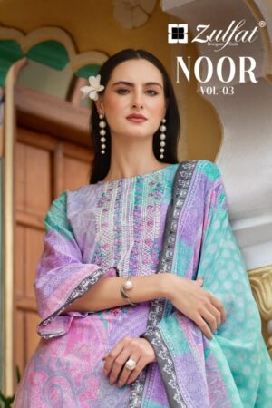zulfat noor vol 3 series 662001-662008 cotton wholesale suit