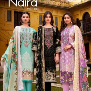 belliza designer naira vol 119 series 905001 to 905008 cotton pakistani unstitch suits in wholesale surat