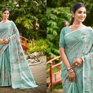 Bunawat Malvika series 1001 to 1006 Sangam Prints Linen Woven Work Traditional Saree in wholesale surat