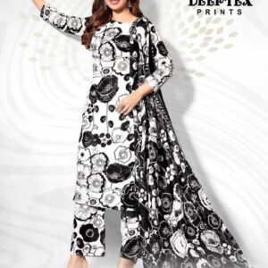 deeptex aaliza black & white vol 3 series 3001-3010 cotton wholesale suit