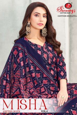 Ganeshji Misha Vol-4 series 4001 to 4010 Soft Cotton Printed salwar kameez in wholesale surat