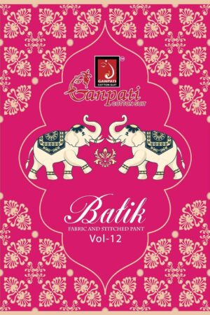 Ganpati Batik Vol-12 series 1201 to 1215 Pure Cotton Batik Printed Kurti Pant With Dupatta in wholesale surat