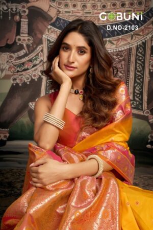 gobuni shravya silk series 2101  To  2106 mina work luxurious silk sarees in wholesale surat