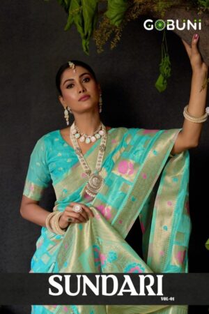 gobuni sundari vol 1 series 1901 To 1904 organza khadi traditional sarees in wholesale surat