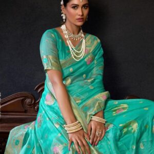 gobuni sundari vol 2 series 1905 to 1908 organza khadi with zhallar traditional sarees in wholesale surat