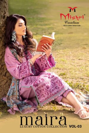 Mishri Maira Vol-03 series 3001-3006 Pure Heavy Lawn Cotton wholesale suit