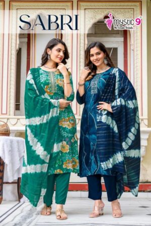 mystic9 sabri vol 10 series 10001 to 10008 rayon readymade casual suit in wholesale surat