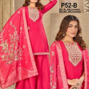 poonam designer p52 readymade muslin chikan combo set big size suit in wholesale surat