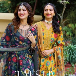 radhika lifestyle takshvi vol 1 series 1001 to 1006 vertican readymade stylish plus size suit in wholesale surat