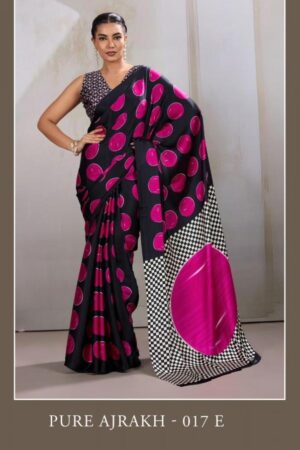 rajtex pure ajrakh 017 series 017 A TO 017 F amazing modal satin saree in wholesale surat