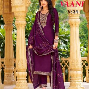 Rangoon Vaani Series 5631 To 5636 Embroidered Kurti, Bottom & Dupatta Collection In Wholesale