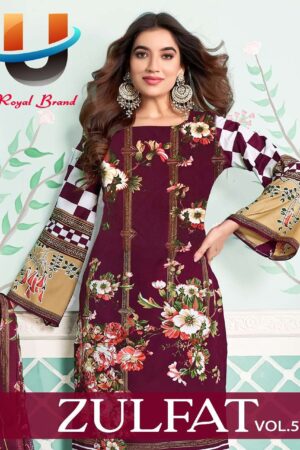 Royal Zulfat Vol-5 series 5001 to 5008 Soft Cotton Printed salwar kameez in wholesale surat