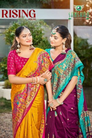 sanskar tex prints rising vol 2 series 15007 to 15012 dolla postion foil print daily wear saree in wholesale surat