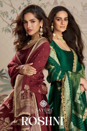sayuri designer roshni series 10039 to 10041 readymade party wear silk viscose jacquard silk gown with dupatta in wholeslae surat