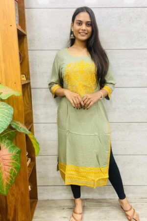 glam nx 1002 Heavy Rayon with Embroidery Work Wholesale Collection Kurtis in Surat