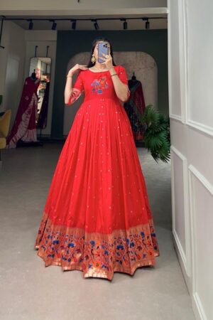 ynf5302 jacquard silk zari weaving work readymade amazing gown in wholesale surat