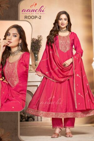 aanchi roop 1&2 readymade pretty roman shimmer combo suit in wholesale surat