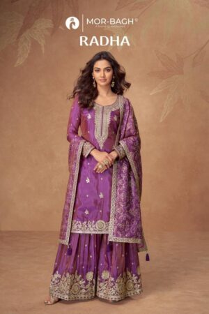 aashirwad mor bagh radha series 10320 to 10323 simar silk readymade party wear plazzo suit in wholesale surat