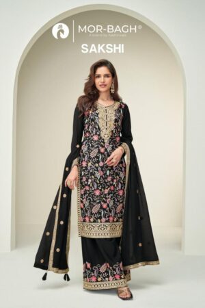 aashirwad mor bagh sakshi series 10366 to 10367 chinon silk readymade plazzo style suit in wholesale surat