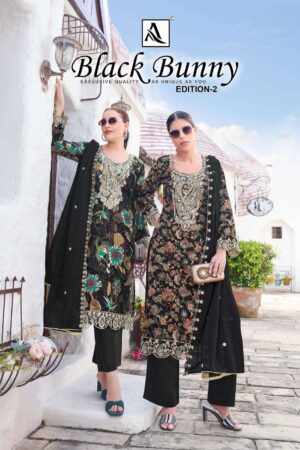 alok launch black bunny vol 2 series 207688701 to 207688706 viscose rayon pakistani salwar kameez in wholesale surat