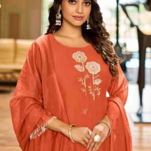 anju fab rw 2812 mul chanderi readymade classic combo suit in wholesale surat