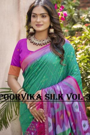 astita poorivika silk vol 3 series 1001 to 1008 pochampalli silk trendy sarees in wholesale surat