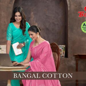 bansi bengal cotton series 3701 to 3712 jari weaving pallu & weaving border sarees in wholesale surat