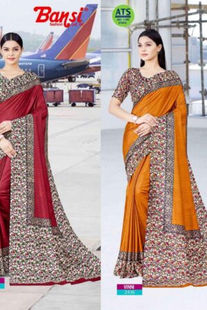 bansi varinda & vinni series 2301 to 2560 crackle pretty look combo set uniform saree & suit in wholesale surat