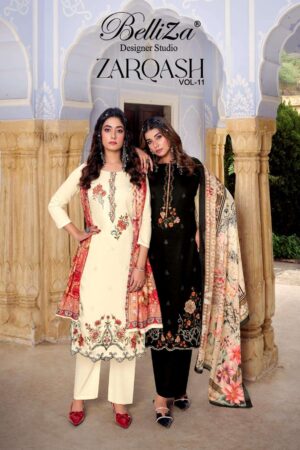 belliza designer zarqash vol 11 series 917001 to 917006 jam cotton pakistani salwar kameez in wholesale surat