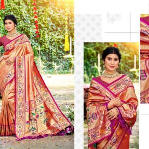 Bunawat Aadya Silk series 1001 to 1006 Sangam Prints Silk Woven Work Traditional Saree in wholesale surat