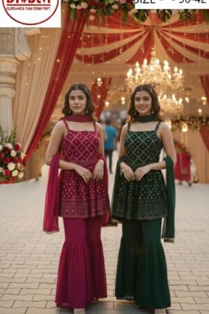 dt devi saiyaara 9547 georgette readymade kids sharara style combo suit in wholesale surat